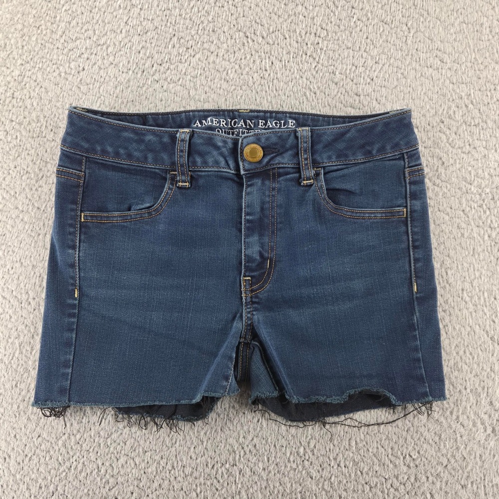 American Eagle Outfitters Shorts Womens 6 Dark Wash Raw Hem Denim Cutoff